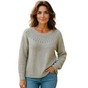 EVRI 1X Beige Knit Sweater Scoop Neck Long Sleeve